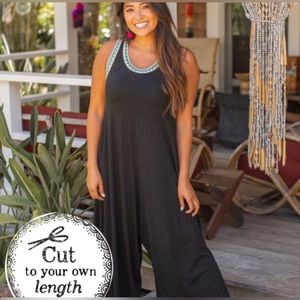 Natural Life Jumpsuit with Crochet Neckline